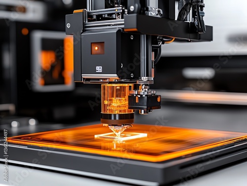 Obraz na płótnie A detailed look at a resin printer s laser curing process w salonie