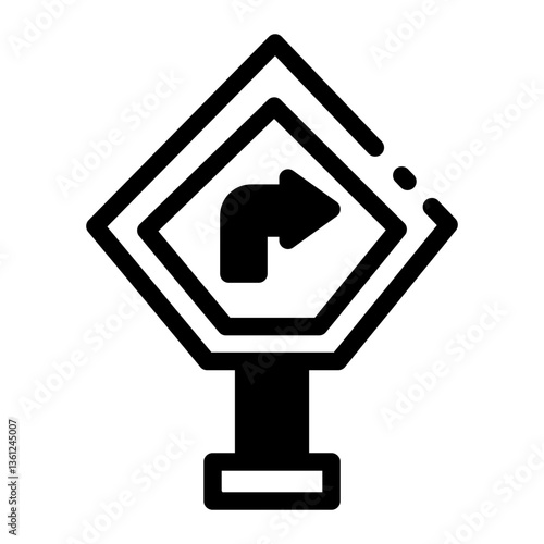 A linear style icon of a roadside direction board 
