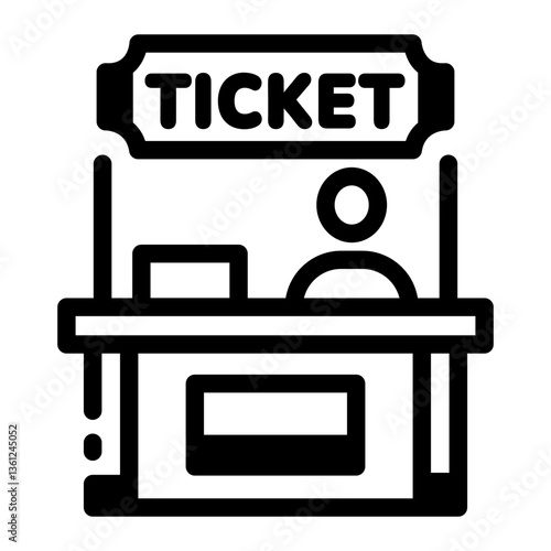 A linear style icon of a ticket counter sign 
