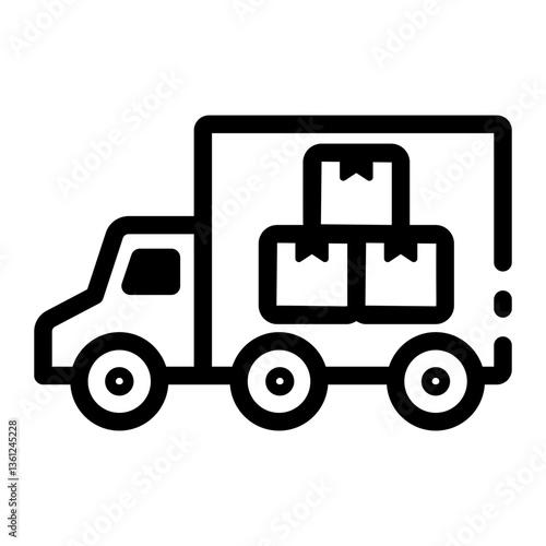 A truck sign showing loading area, line style icon 
