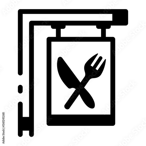 A linear style icon depicting a restaurant sign 
