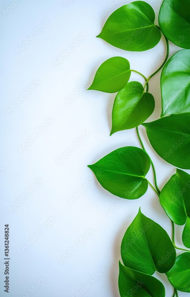 Obraz premium green leaves on a wooden background