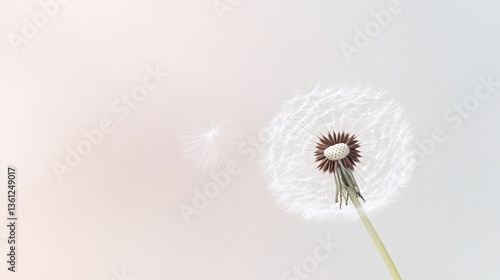 Wallpaper Mural minimalistic stock photo of single dandelion seed floating in air against bright neutral background Torontodigital.ca