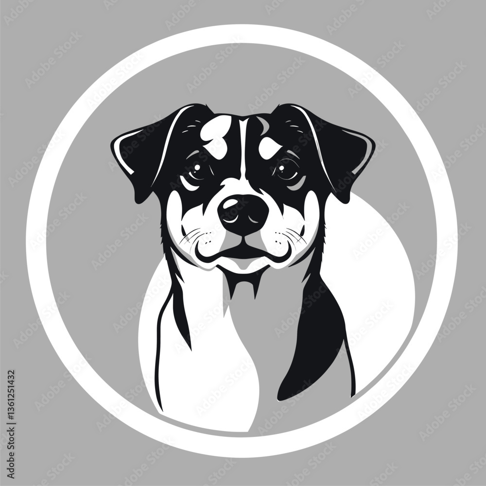 Fototapeta premium A sleek black and white dog portrait with a minimalist and modern touch
