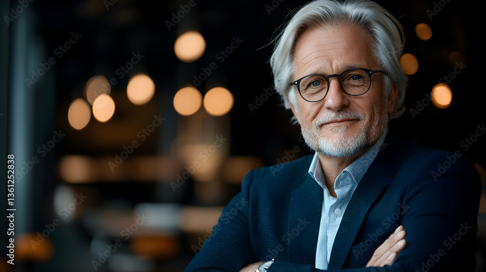 Portrait of a Confident Senior Man with Gray Hair and Glasses Portrait of a Confident Senior Man with Gray Hair and Glasses