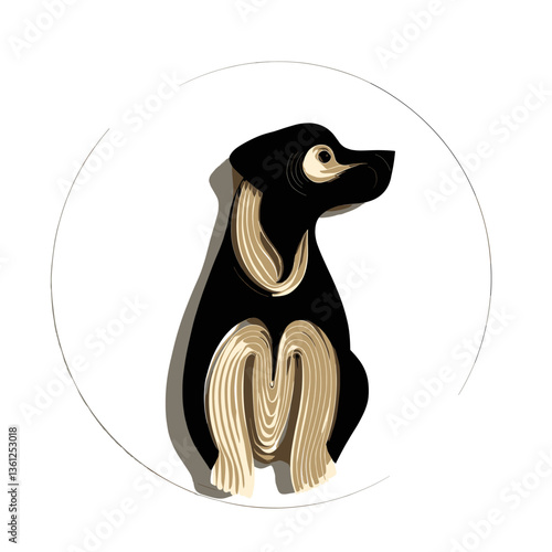 A stylized portrait of a dog, reflecting its calm and loyal demeanor
