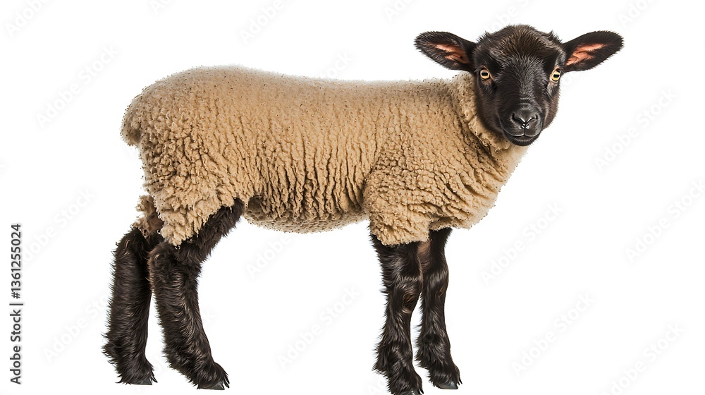 Fototapeta premium Young Sheep Cut-Out Isolated on White Background