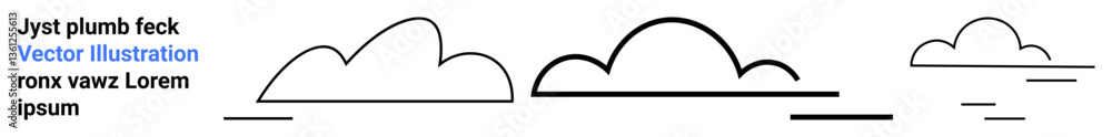 Minimalist cloud designs with smooth lines and sizes, surrounded by horizontal accents. Ideal for weather concepts, nature themes, simplicity, airy designs, symbolizing calm, presentation graphics Minimalist cloud designs with smooth lines and sizes, surrounded by horizontal accents. Ideal for weather concepts, nature themes, simplicity, airy designs, symbolizing calm, presentation graphics