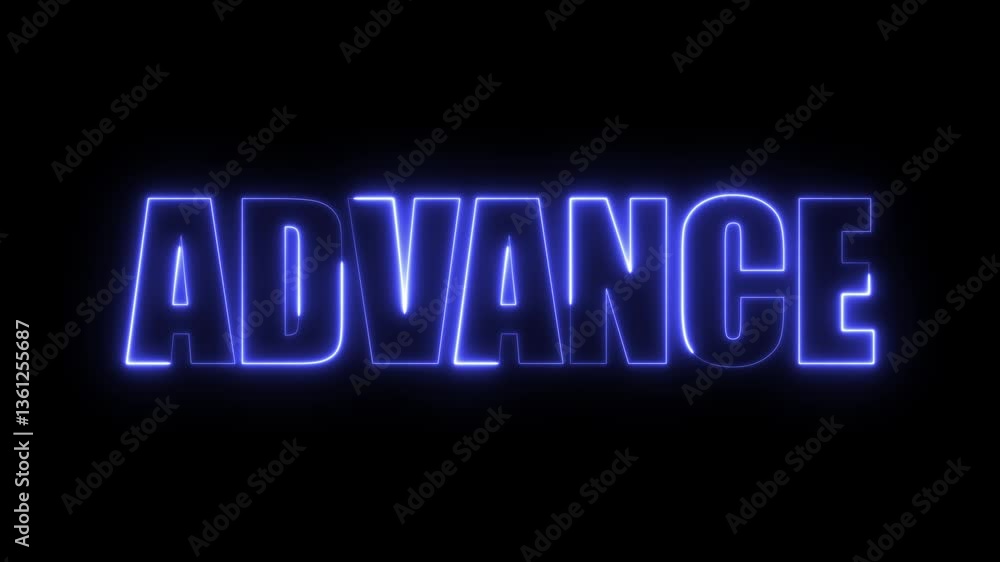 Blue Neon Advance Text Effect on Black Background. Advance Neon Text Animation Over Glowing Line on Black Background Blue Neon Advance Text Effect on Black Background. Advance Neon Text Animation Over Glowing Line on Black Background