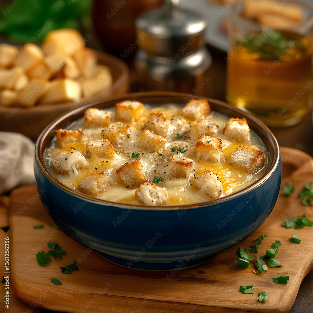 Gourmet French Onion Soup with Rich Cheese Layer (AI Image) Gourmet French Onion Soup with Rich Cheese Layer (AI Image)