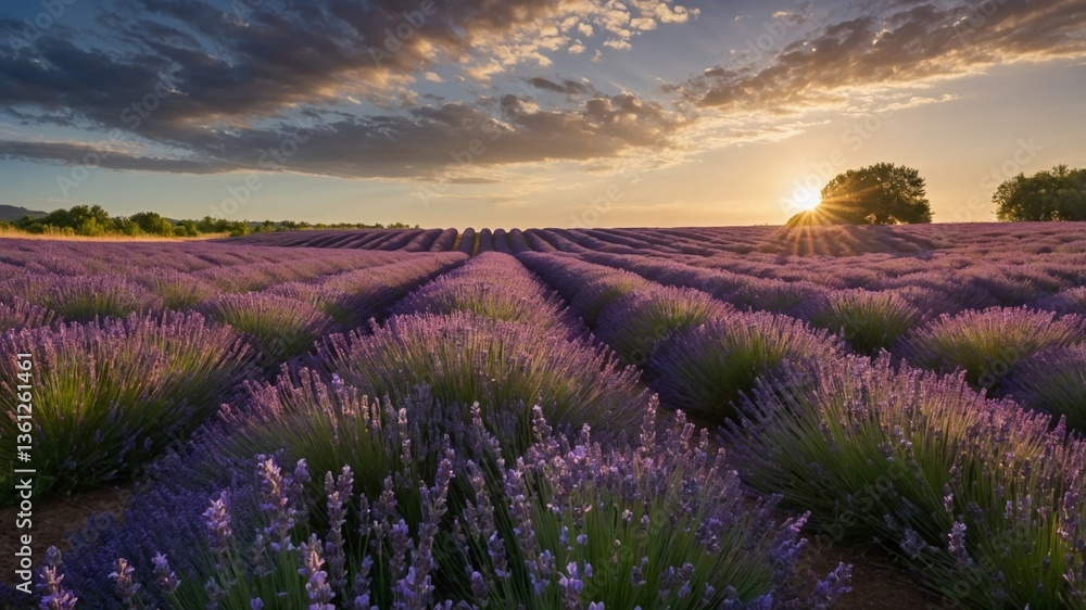 Serene Sunset Over Lavender Fields: A Breathtaking Landscape Experience Serene Sunset Over Lavender Fields: A Breathtaking Landscape Experience
