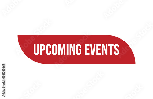 Red banner upcoming events isolated on white background.