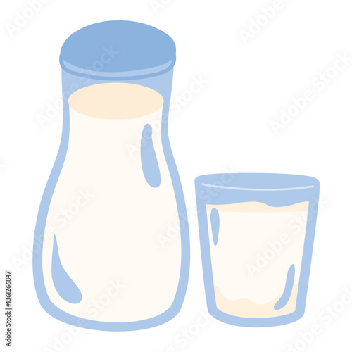 Bottle of Milk, Painterly Sustainable Farmer's Market Milk
