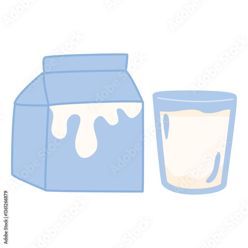  Cow milk carton drawing, Elements for design dairy products