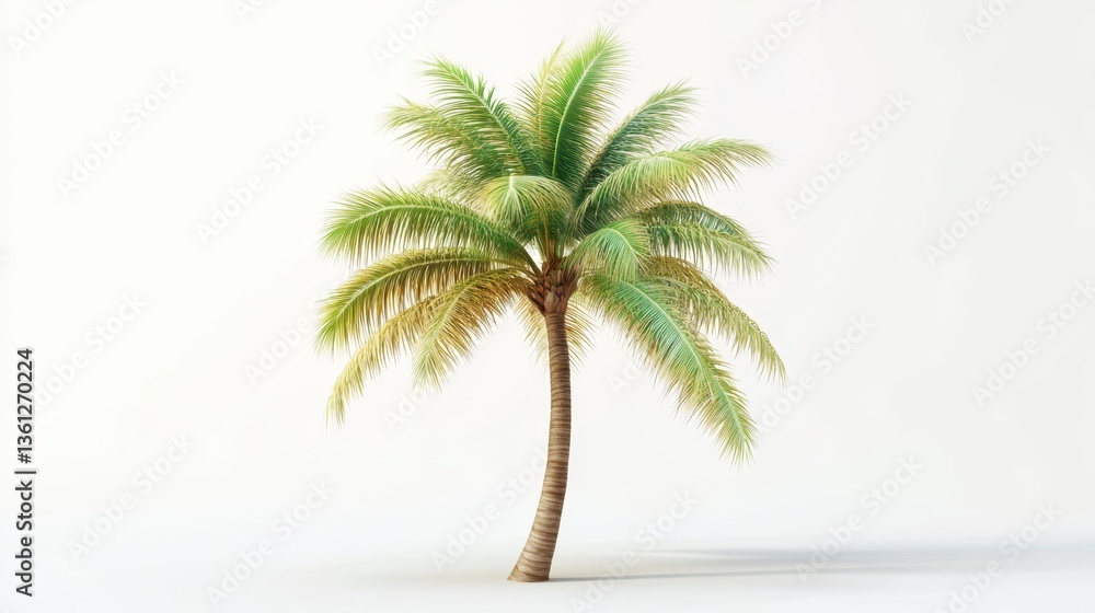 Obraz premium A vibrant tropical palm tree swaying in the breeze, isolated on a transparent background 