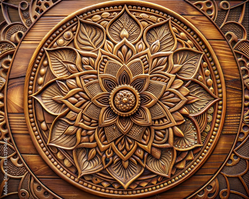 Fototapeta premium thai style painting, thai art pattern design, wood pattern design.