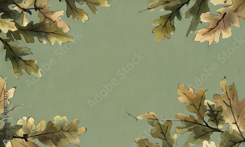 Slow and graceful movement of oak tree branches bending with the breeze on a vibrant green background for vfx editing