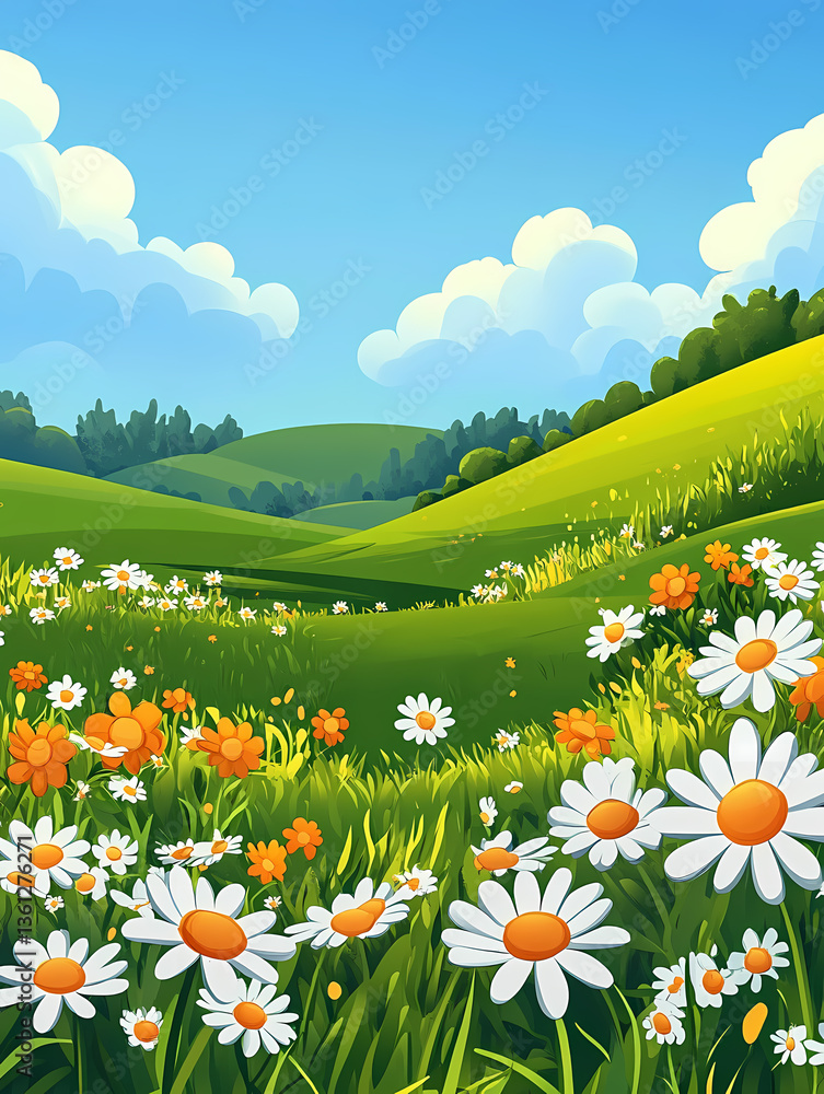 Fototapeta premium Beautiful Spring Meadow Landscape