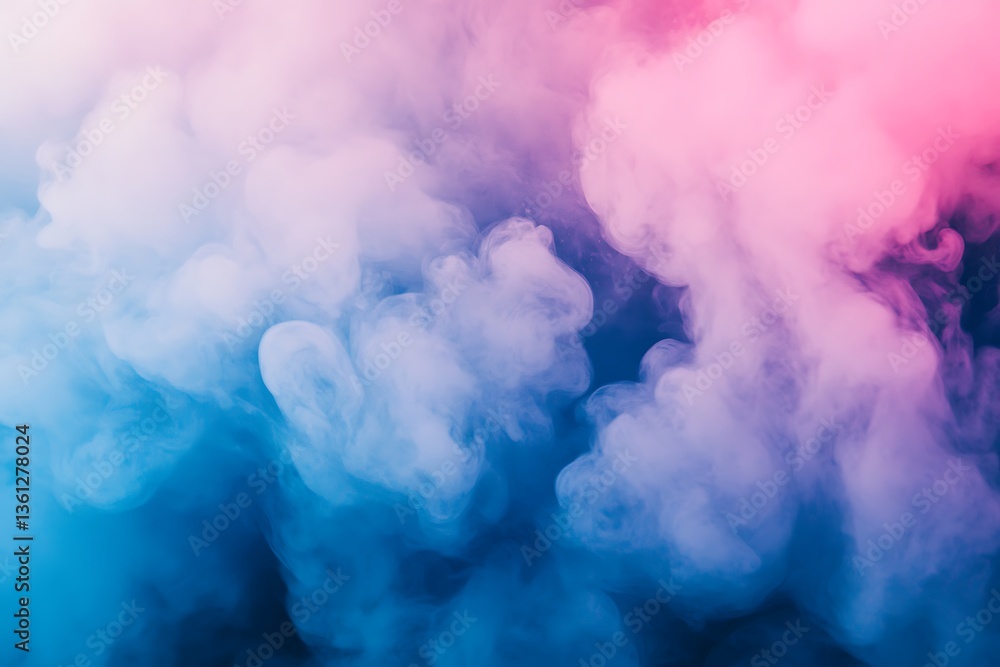 Naklejka premium Cloud of blue, pink and purple smoke on a black isolated background