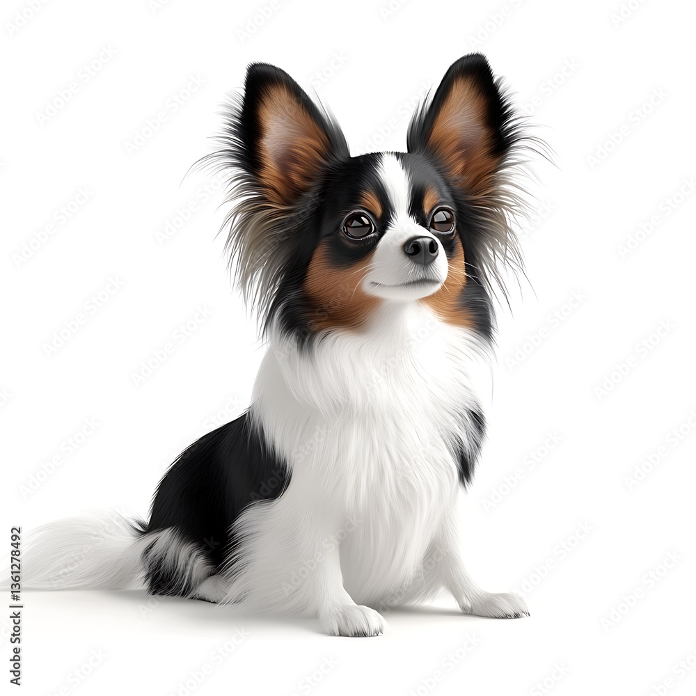 papillon dog 3D render papillon dog 3D render