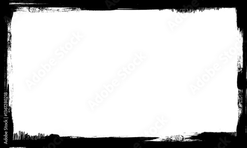 black ink brushed paint blank frame border picture grunge graphic element