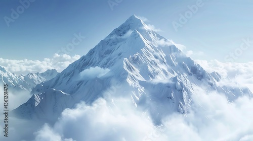 Wallpaper Mural A majestic mountain peak covered in snow, standing tall above the clouds Torontodigital.ca