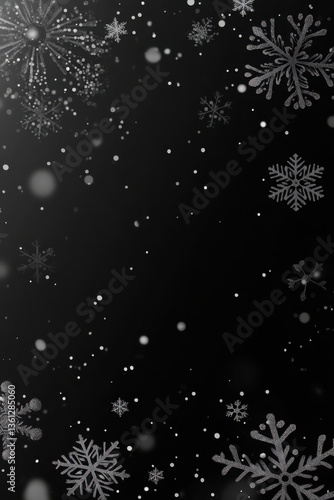 Black Snowflake Gradient on Solid Background