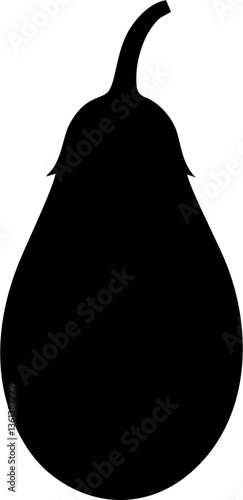 Monochrome vector illustration featuring an eggplant icon silhouette