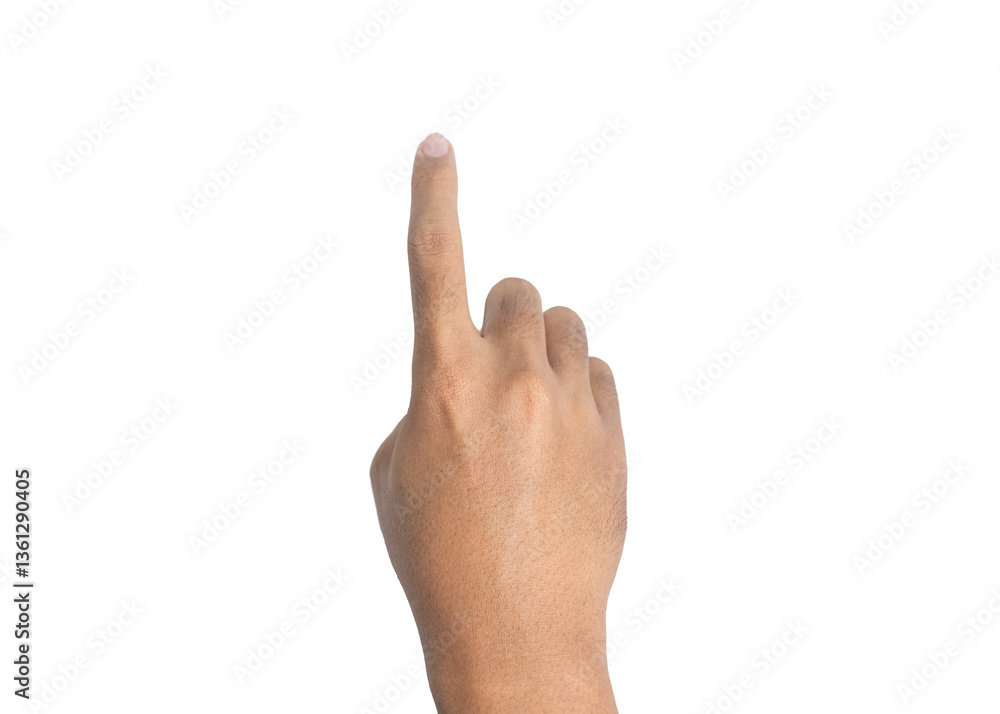male hand touching or pointing gesture isolated on white background male hand touching or pointing gesture isolated on white background