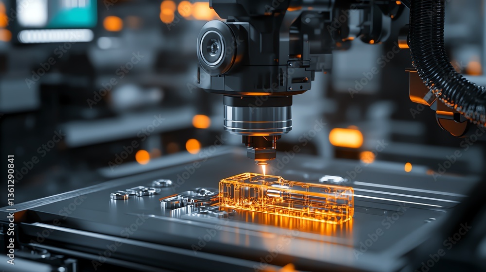 A 3D scanner scanning a broken mechanical part for reverse engineering