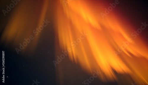 Dramatic Orange Aurora Borealis Display Across Starry Sky