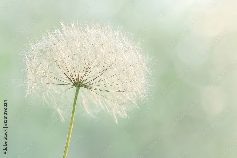 Delicate dandelion seed head against a soft, out-of-focus background Delicate dandelion seed head against a soft, out-of-focus background