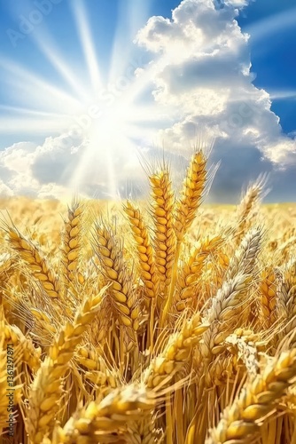 Obraz na płótnie Golden Wheat Field in Warm Sunlight. w salonie
