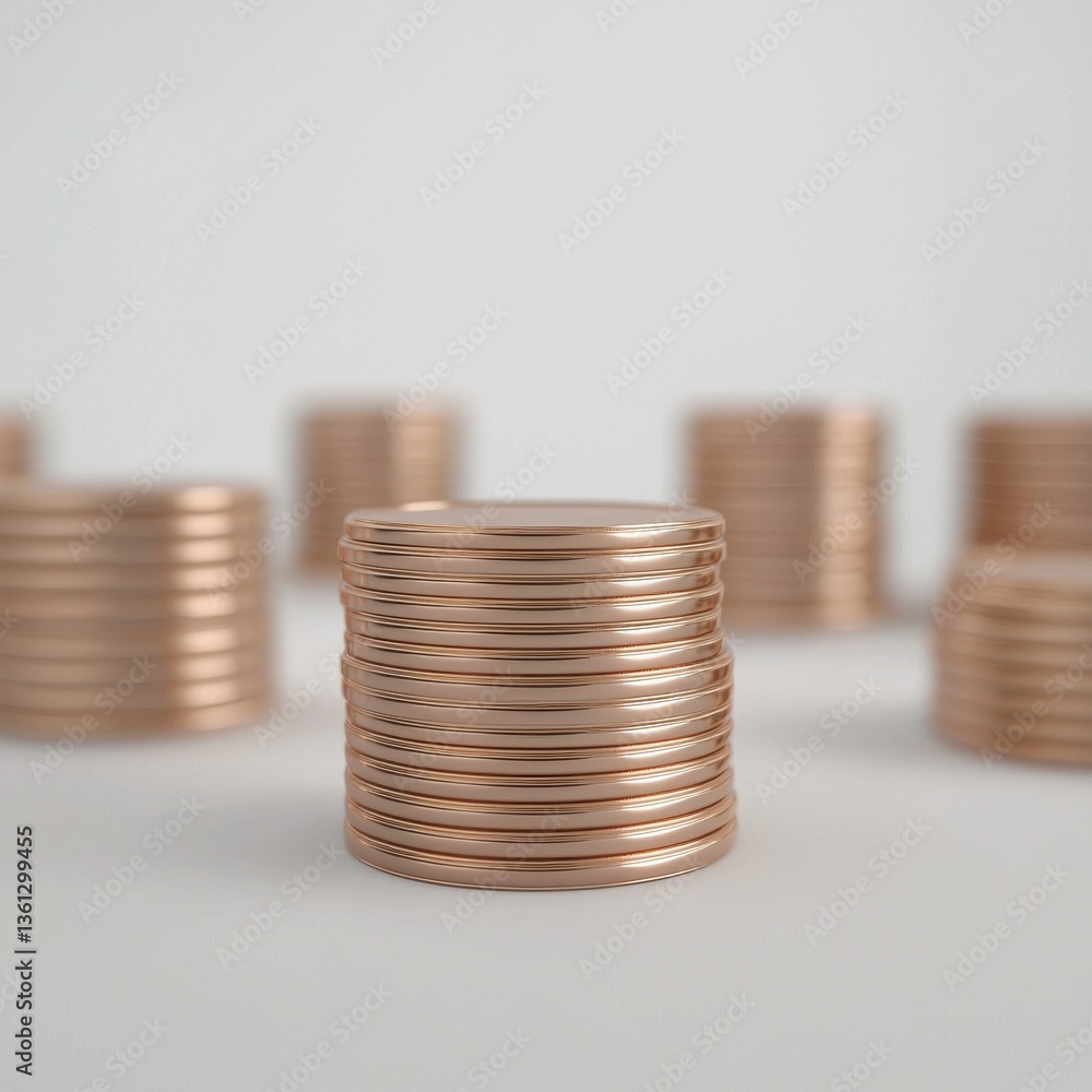 Stacked Copper Coins with Soft Focus on Background Coins Stacked Copper Coins with Soft Focus on Background Coins