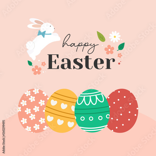 행복한 부활절과 귀여운 토끼