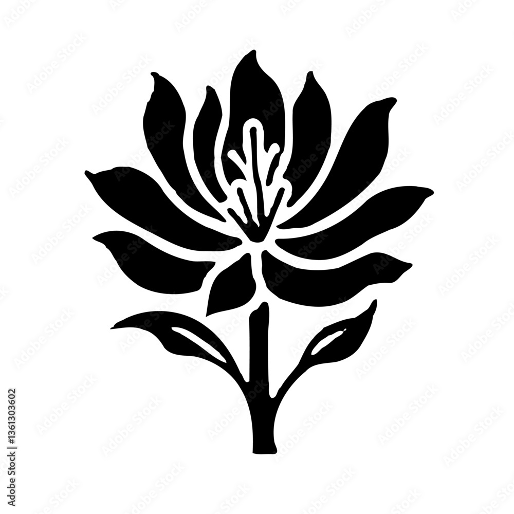 Elegant Floral Silhouette on White Background Elegant Floral Silhouette on White Background