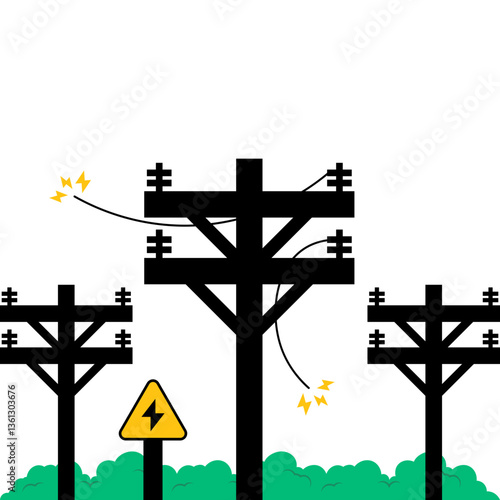 Electric Pole Power Cable Broken