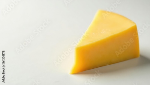 Gourmet cheese, wedge, creamy texture, white backdrop , rich, dairy, minimal
