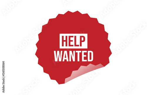 Help wanted red ribbon label banner.