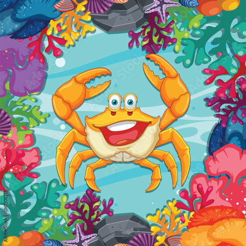 Cheerful Crab Among Vibrant Coral Reefs