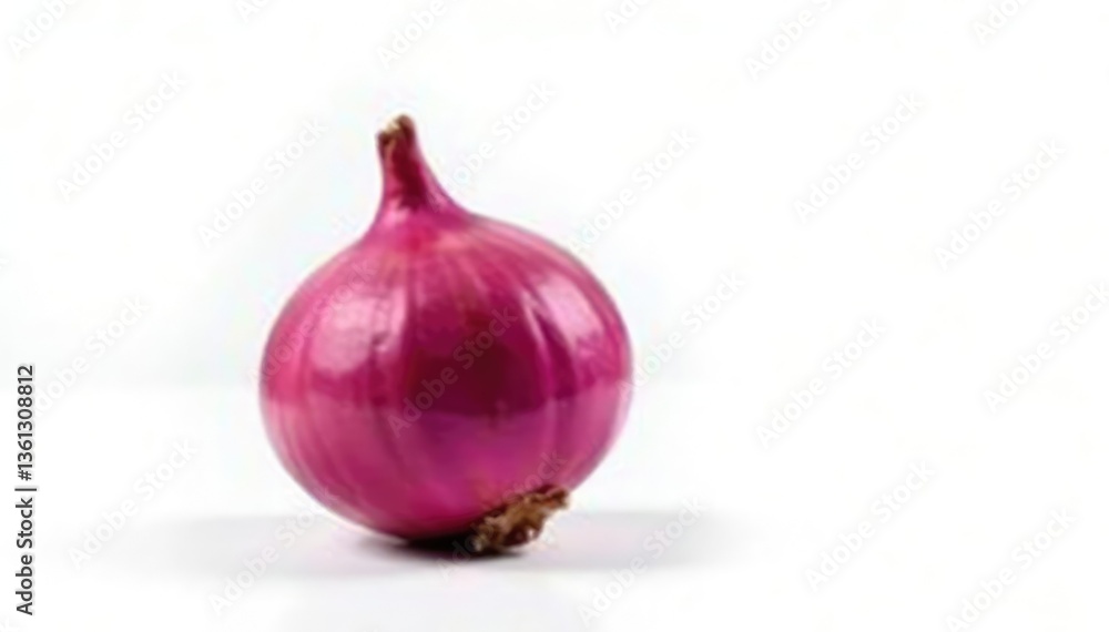 Fototapeta premium Single red onion, vibrant color, clean white background, fresh, farm