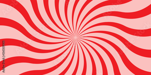 Candy color sunburst background. Abstract pink cream sunbeams design wallpaper. Colorful spinning lines for template, banner, poster, flyer. Sweet rotating cartoon swirl or whirlpool. Vector backdrop