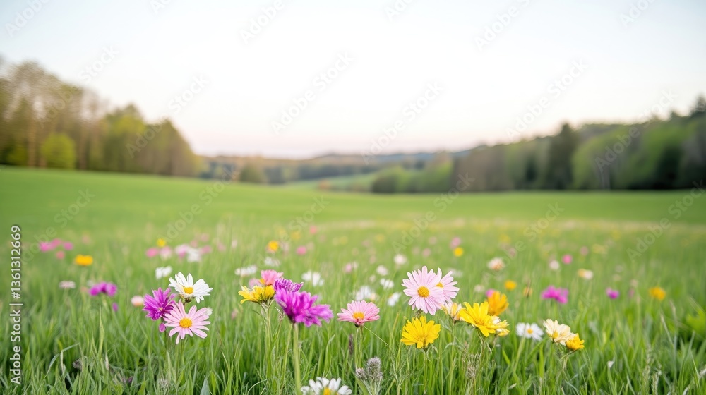 Obraz premium Colorful wildflowers in a grassy meadow