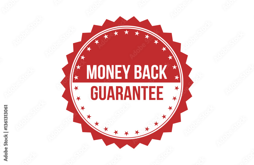 Money Back Guarantee red ribbon label banner. Money Back Guarantee red ribbon label banner.