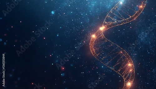A stylized illustration depicts the double helix of human deoxyribonucleic acid