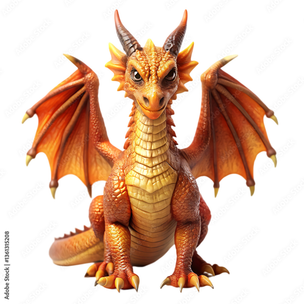 Fototapeta premium Orange Dragon Figurine: Fantasy Sculpture