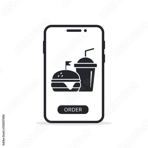 Fast food mobile ordering online.Vector isolated illustration