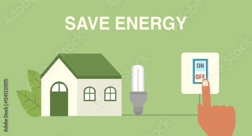 Saving energy concept. Unplug appliances when not in use and switch off lights.