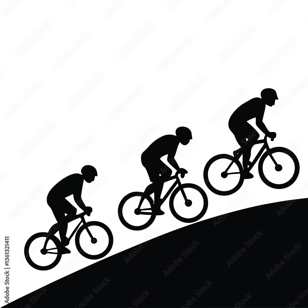 Fototapeta premium Silhouette of a cyclist riding a bike in a vector illustration