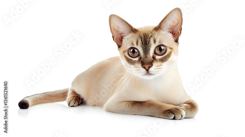 Singapura cat on white background
